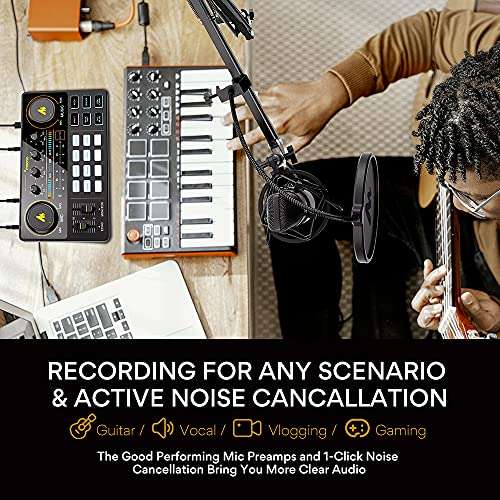 Maono AU-AM200 Audio Interface with DJ Mixer and Sound Card, ALL-IN-ONE Podcast Production Studio for Guitar, Microphone, Youtube Streaming, PC, Recording Studio and Gaming 3