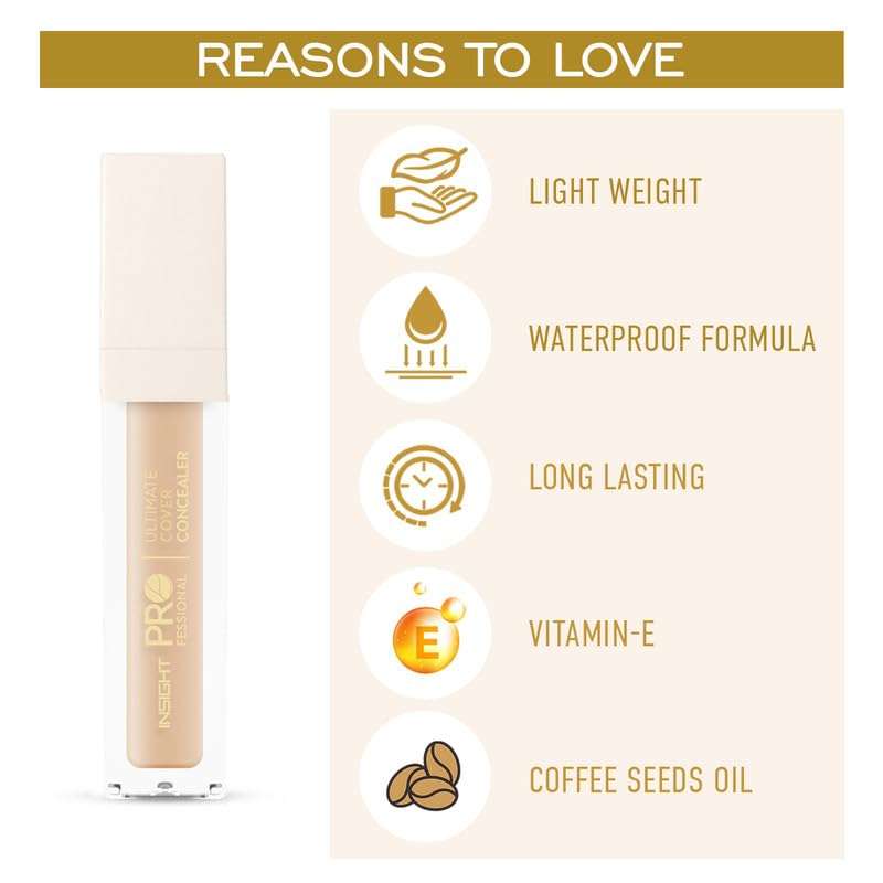 INSIGHT Professional Ultimate Cover Concealer (MN-18) | Lightweight, Long-Lasting & Waterproof | Enriched with Vitamin E & Coffee Seed Oil - 20g 3