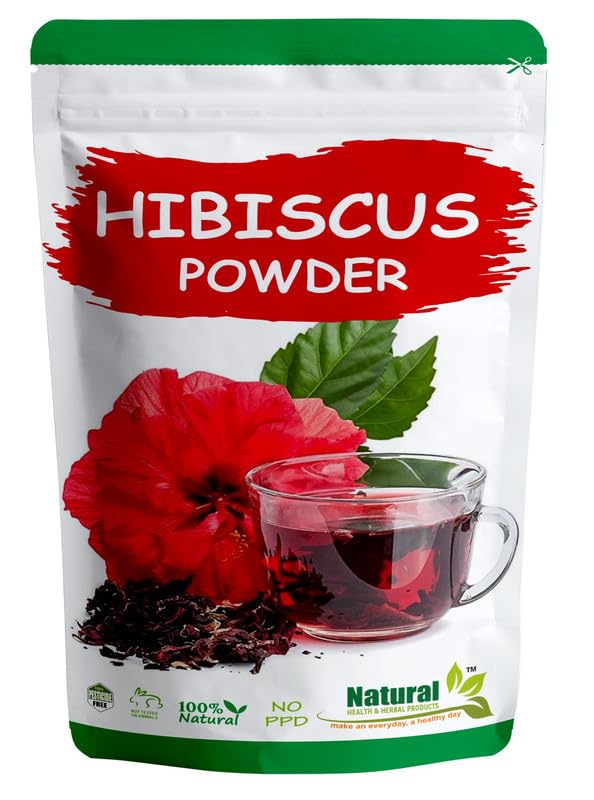 Natural Health & Herbal Products Hibiscus Powder for Face Pack/Skin Glow/Skin Whitening/Juice/Pure/Organic/Herbal/Edible/Rosa Sinensis/Shoeblackplant/Tea/Drinking/Eating/Herbal Hair Growth - 100G