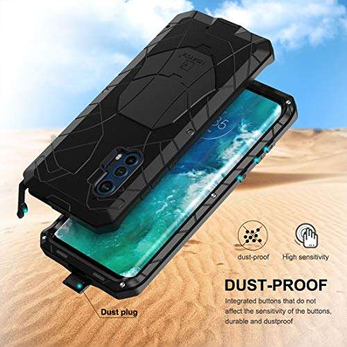 Foluu for Moto Edge+ Case, for Moto Edge Plus Case, Aluminum Metal Shockproof Bumper Frame Case Soft Rubber Silicone Military Heavy Duty Hard Case for Motorola Moto Edge+ 2020 (Black) 6
