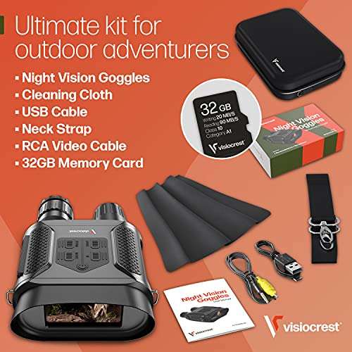 Visiocrest Night Vision Binoculars with Digital Infrared System, 10x35, 2x Zoom, 10x Magnification, High Relative Brightness, 4 - 8 Apparent Angle of View, Adult Hunting Gear, 32GB Memory Card 2