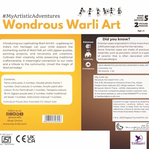 TOYKRAFTT Warli Art Painting Kit Wondrous| Warli Art and Craft Kit for Kids| Learning Activity Games DIY Toys| Craft Kit Kids Activity| Age of 7 Year Above 6