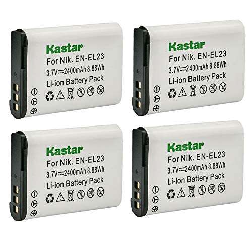 Kastar 4-Pack Battery Compatible with Nikon EN-EL23 EL23 Battery, MH-67 MH-67P Charger, Nikon Coolpix B700, Coolpix P600, Coolpix P610, Coolpix P610s, Coolpix P900, Coolpix P900s, Coolpix S810c Camera 1