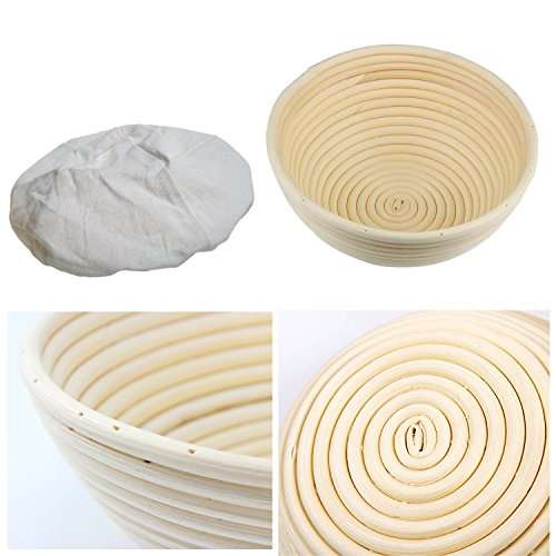 Banneton Bread Proofing Basket, Banneton Basket Set, WERTIOO 9 Inch Sourdough Proofing Basket Round Proofing Bowls Handmade Rattan Baskets with Bread Lame and Liners, Sourdough Bread Baking Supplies 3