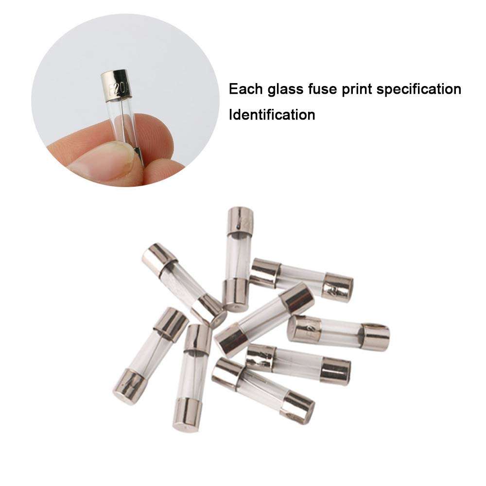 FULARR 125Pcs Professional Car Fast-Blow Glass Tube Fuse Kit: 100Pcs Quick Blow Fuses, 20Pcs Seats, 5Pcs Inline Screw Type Holders, With Transparent Plastic Box 6