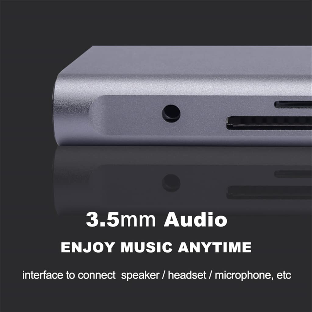 NAHDU USB C HUB Type C 3.1 to 4k RJ45 Lan Ethernet USB3.0 Adapter Dock for Air Pro PC Accessories (Color : Gray, Size : Black) 5