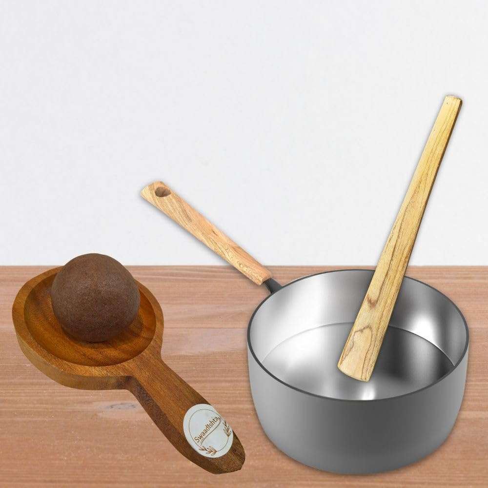 Swaadishta Combo Ragi Ball Making Wooden Spoon and Stick | Ragi mudde Maker | Stick - 15 inch | Spoon 10 inch | ರಾಗಿ ಮುದ್ದೆ 6