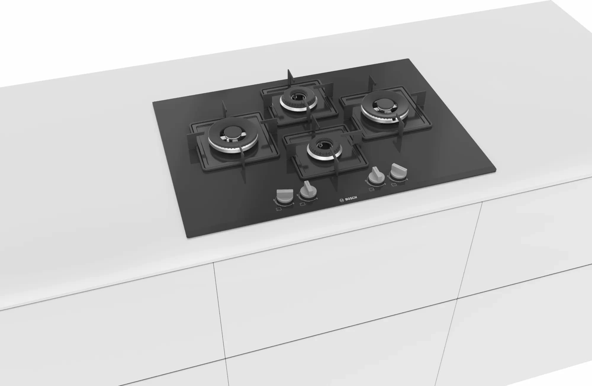 Bosch Built in Gas Hob Black Tempered glass Glass 4 Burner Auto Ignition 75 cm Italian Double Ring Burners (PNI7B6B10I) 6
