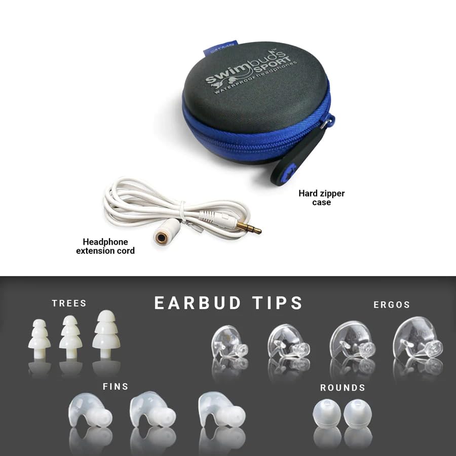 Swimbuds Made for Swimmers 100% Waterproof Sport Premium Headphones | Short Cord + Low Drag Design | 11 Unique Eartips for Watertight Fit 6
