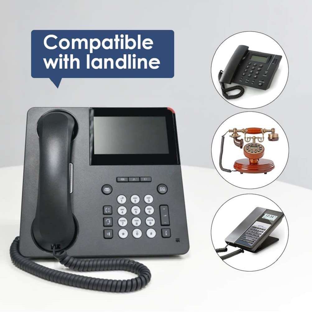 FEDUS 6.5ft Black Telephone Extension Coil Cable Cord 2 Meter Pack 1 2