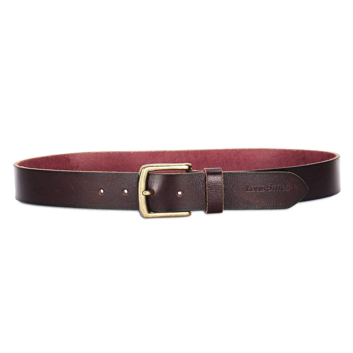 LOUIS STITCH Men's Rosewood Red Italian Raw Leather Belt Premium Hand Padded Casual Belts for Men With Heavy Brass Buckle 1.5 Inch (38mm) (CAHPRW36) 6