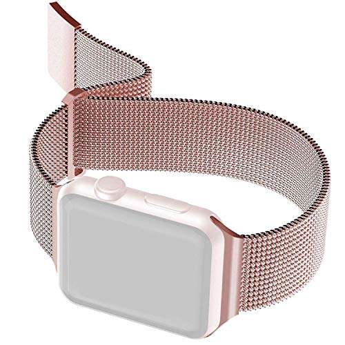 Raptic by X-Doria Smartwatch Band, New Mesh Magnetic Stainless Steel Strap/Band Designed for Apple Watch (41mm /40mm / 38mm) (Smaller Version) (Series 7/6/SE/5/4) - Rose Gold (Watch NOT Included) 3