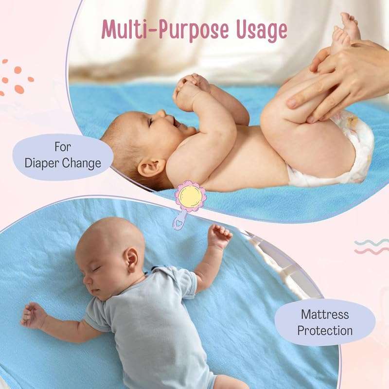 Baby Dry Sheet Waterproof Quick Dry | Extra Absorbent Mattress Protector | Washable Baby Bed Protector for Newborn, Toddler & Kids | Leak-Proof Baby Sheet (70 x 50) 4