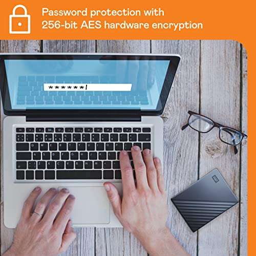 WD 5TB My Passport Ultra, Blue, Portable External Hard Drive, backup software with defense against ransomware, and password protection, USB-C and USB 3.1 - WDBFTM0050BBL-WESN 2