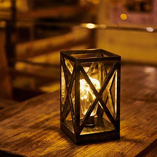 Lantern Decorative with Timer and Fairy Light Lamp - Rustic Farmhouse Lantern Decor,Solid Constructed Battery Powered Vintage Lantern for Table ,Home and Shelf Decor 5
