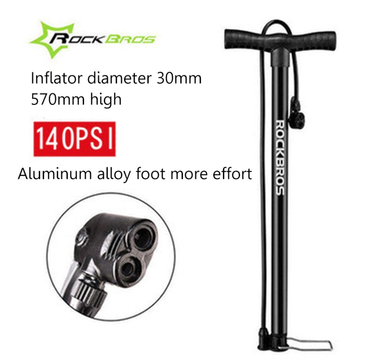 Rockbros High-Pressure Bicycle Pump | 140 PSI Air Inflator for Bikes, Cars, and More | Sturdy Steel Build | Fast Inflation - Made for India 2