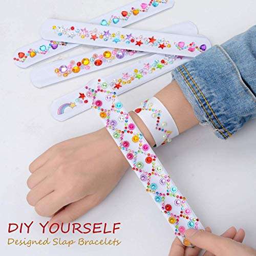 Slap Bracelets, JUSTDOLIFE 35 Pack White DIY Slap Bracelets Bands Kids Party Bracelet Favors Painting Pat Ring Snap Bracelets Wristbands for Kids Boys Girls DIY School Party Toys 5