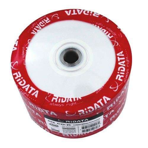 50 Ritek Ridata 52X CD-R 80min 700MB White Inkjet Hub Printable 4