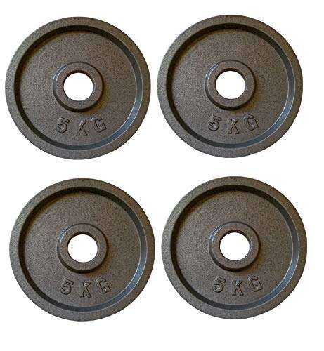 IRIS Fitness Standard 1 Inch / 25 mm Cast Iron Black Weight Disc Plates for Home, Gym, Fitness, Exercise, Workout, Fat Loss, Weight Lifting (5 kg x 4 Pcs) 1