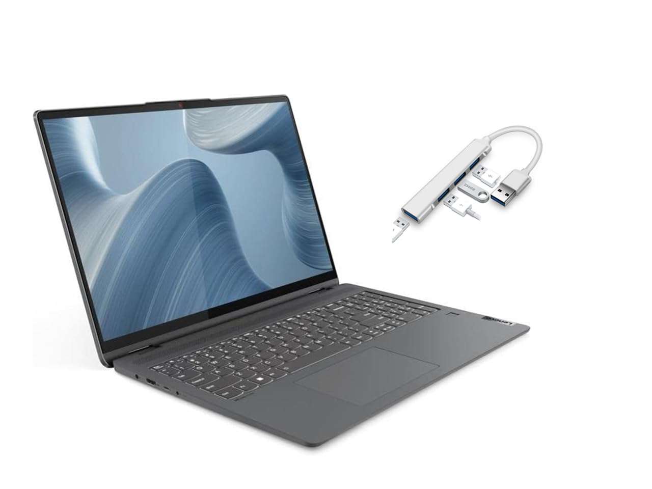Lenovo IdeaPad Flex 5 16" 2-in-1 Touchscreen Laptop | Intel Core i7-1255U | Intel Iris Xe Graphics | 16GB RAM | 1024GB SSD | Backlit KB | Fingerprint | Windows 11 Home | Bundle with USB 3.0 Hub 1