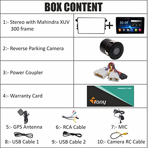 Trony 9 Inches Newly Launch Advanced Car Radio Receiver Android 10 System for Mahindra XUV300 with 2GB/16GB RAM & ROM with Wired Apple Carplay and Android Auto 3