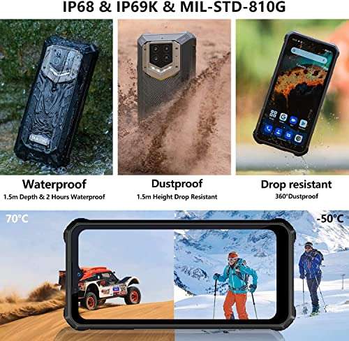 OUKITEL WP15S (2022) Rugged Smartphone 15600mAh Battery, 4GB+64GB Android 11 Cell Phone, 6.52 HD+ Display IP68 Waterproof Rugged Phone, NFC GPS 4G Dual SIM Unlocked Cell Mobile Phone BLACK1x 3