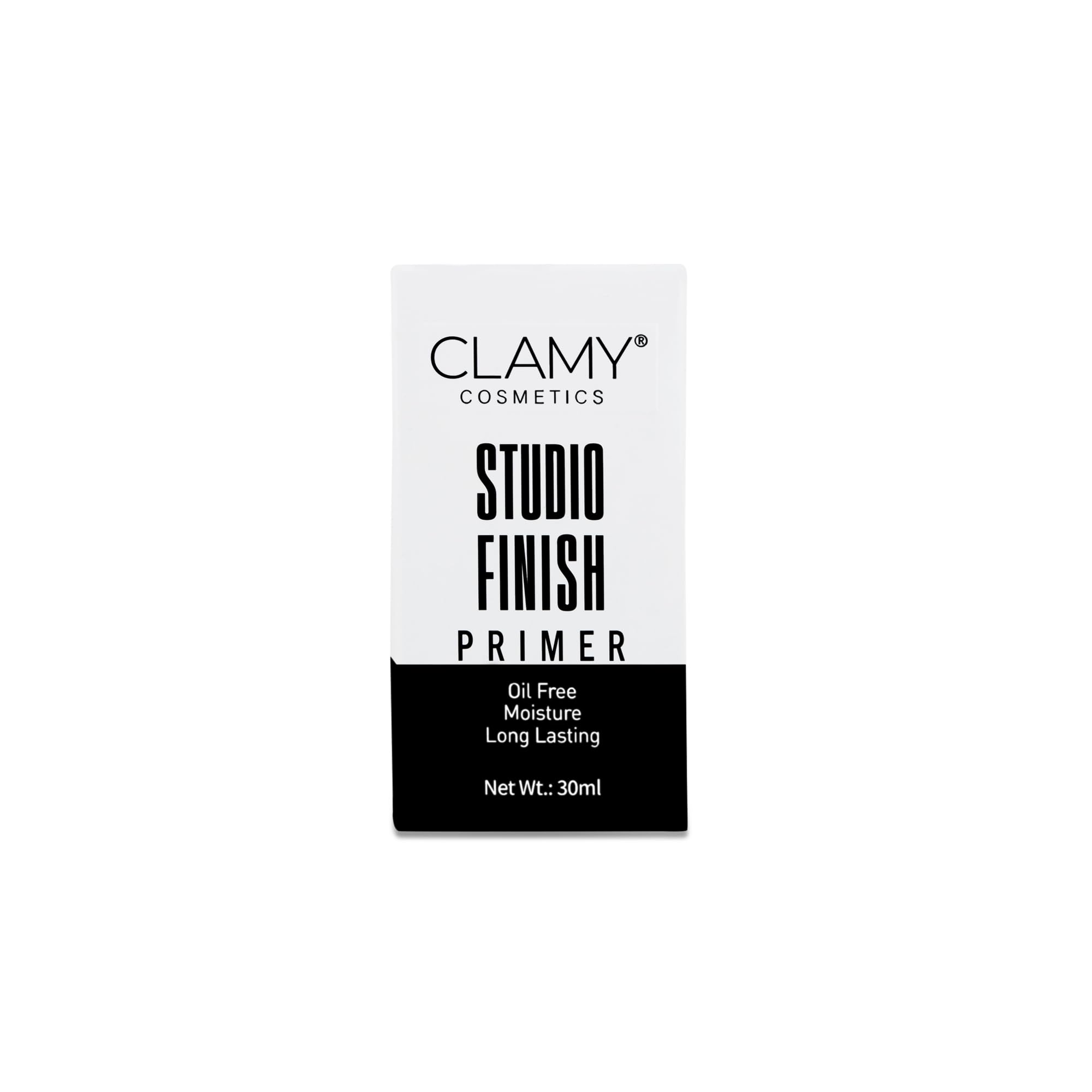 Clamy Primer Studio Finish | 3 in 1 Oil Free, Moisturising, Long Lasting 30ml | Minimises Pores | Long-Lasting Base | All Skin Types | 3