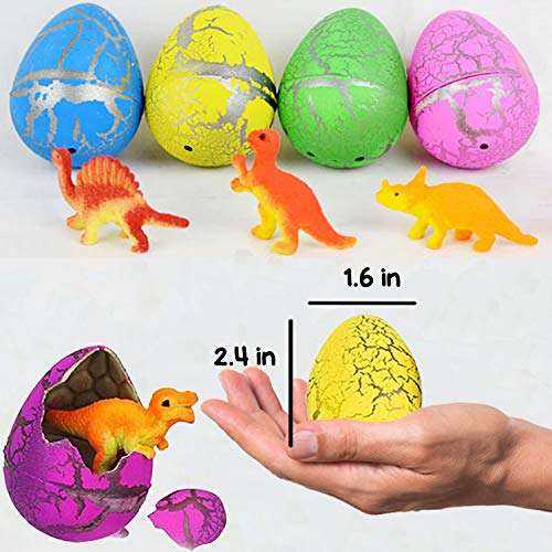 12Pcs Hatching Growing Dinosaur Eggs Toys, Dinosaur Egg That Hatch in Water, Kids Novelty Toy Science Kits for Easter Basket Stuffers, Easter Egg Hunt Easter Party Favors Classroom Prize Toys 2