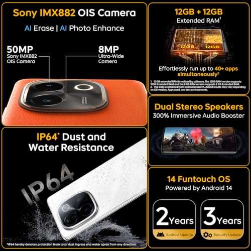 iQOO Z9s Pro 5G (Flamboyant Orange, 8GB RAM, 128GB Storage) | Snapdragon 7 Gen 3 Processor | 120 Hz Curved AMOLED Display with 4500 nits Local Peak Brightness | 5500 mAh Battery | AI Erase 4