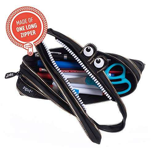 ZIPIT Monster Pencil Case for Kids, Cute Zipper Pouch for Boys Girls and Teens, Stationery Bag for School,Black & Gold 2