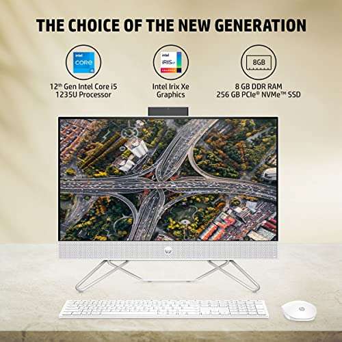 HP All-in-One PC 12th Gen Intel Core i5-1235U 24-Inch(60.5 cm) FHD Anti-Glare Desktop (8GB RAM/1TB HDD+256GB/Win 11/Wireless Keyboard and Mouse Combo/MSO/IR Privacy Camera/Starry White) 24-cb1902in 4