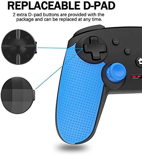 DigitCont Switch Pro Controller compatible with Switch Wireless Pro Switch Controller 6-axis Turbo Function Adjustable Dual Vibration motor Multi-function Joystick for Switch Black Red Blue 5