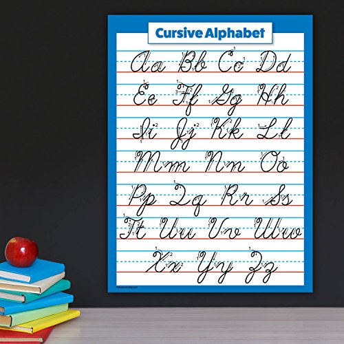 Palace Learning 2 Pack - Multiplication Table Poster [Orange/Blue] & Cursive ABC Alphabet Chart (LAMINATED, 18" x 24") 6