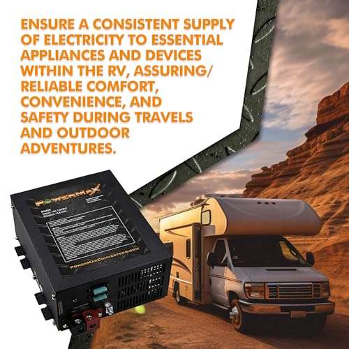 Powermax RV Converter | 15 Amp | 12V Power Converter with Built-in 4 Stage Smart Battery Charger | 110V AC to 12V | Lithium Compatible | Fully Adjustable Output from 13V to 16.5V | PM3 15LK 5