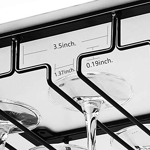 hodzumrac Wine Glass Rack under Cabinet Stemware Rack, Wine Glass Holder Organizer for Cabinet Kitchen Bar Glasses Storage Hanger 3