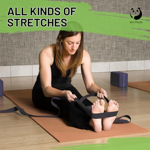 Slim Panda Yoga Strap for Stretching, (10+ Colors,6 Feet/8 Feet) Yoga Bands with Adjustable D-Ring Buckle, Cotton Yoga Belt for Fitness, Yoga, Pilates, Physical Therapy, Improve Flexibility 4