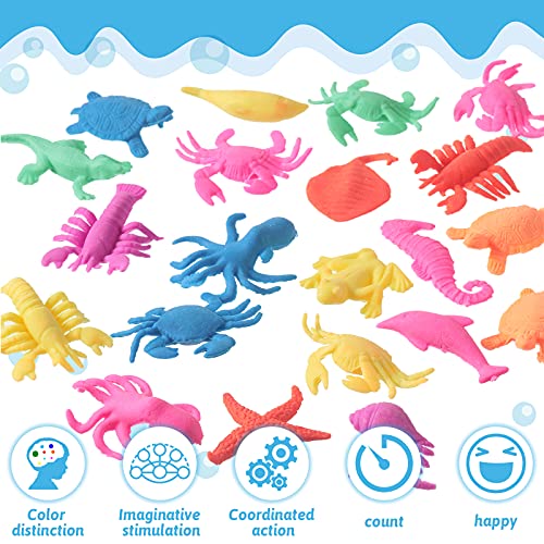 48 Pieces Water Growing Animals Toys Aquatic Animals Toys Set Water Growing Sea Creatures Aquatic Sea Creatures Toy Colorful Water Expanding Sea Creatures for Boys Girls Party Favors, 1.8 x 1.2 Inches 4