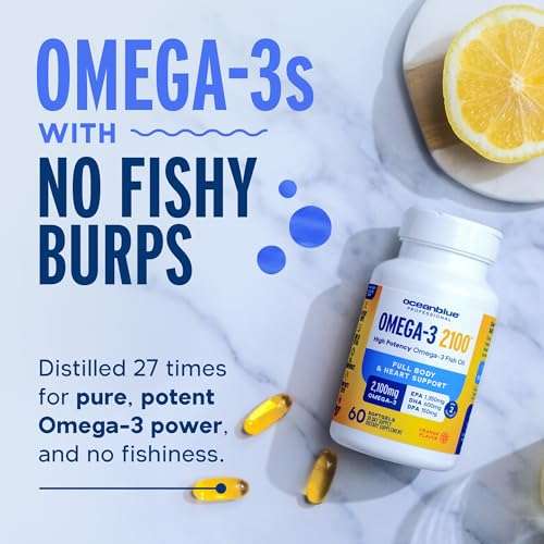 Oceanblue Professional Omega 3 2100-120 ct - High Potency Triple Strength Burpless Fish Oil with EPA, DHA & DPA - Wild Caught - Natural Orange Flavor, 60 Servings 5