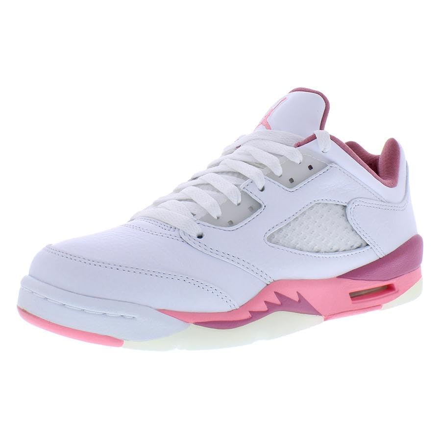 Jordan Boy's Air 5 Retro Low (Big Kid) White/Coral Chalk/Desert Berry/Black 7 Big Kid M 5