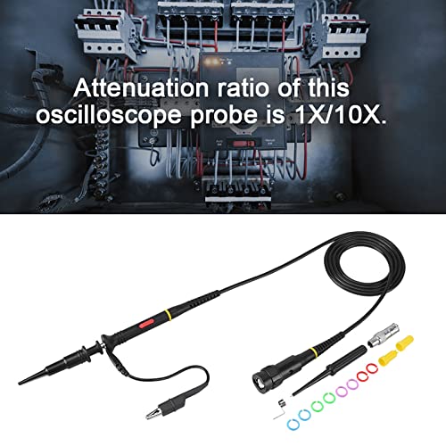 Oumefar High Sensitivity Premium Oscilloscope Scope Test Probe Clip BNC 200Mhz 10:1 and 1:1 Black Scope Test BNC End Probe with Accessory Kit for multimeter Pack of 2 5