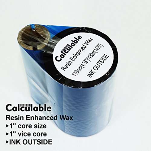 DEFMATE 4.33" x1476' (110mmx450m) Thermal Transfer Ribbon Ink Outside Wax Ribbons Resin Enhanced Wax for Zebra GK420D SM4 ZT410 GC420t GK420t GX420t GX430t Tec Datamax Intermec Citizen Printer 3