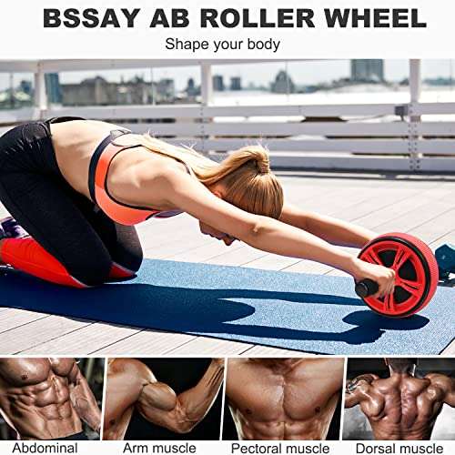 Bssay Ab Roller, Home Abdominal Exercise Equipment Core Workout Machine Wider Ab Roller Wheel with Resistant Band 6
