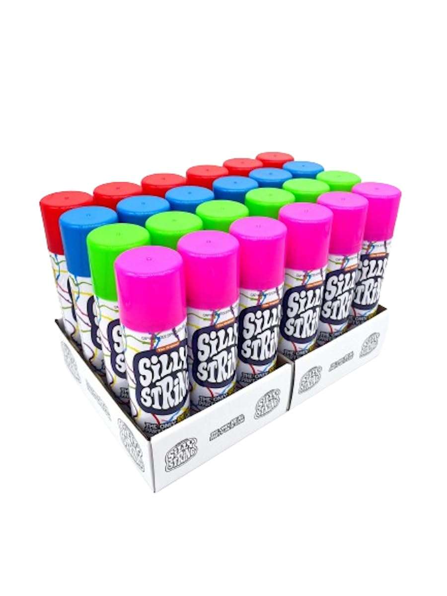 The Original Silly String! Silly String 24 pack, Assorted Colors, 3 oz Large Can – The Only Real Party in a Can! Be Silly! Shoots over 15ft! 1
