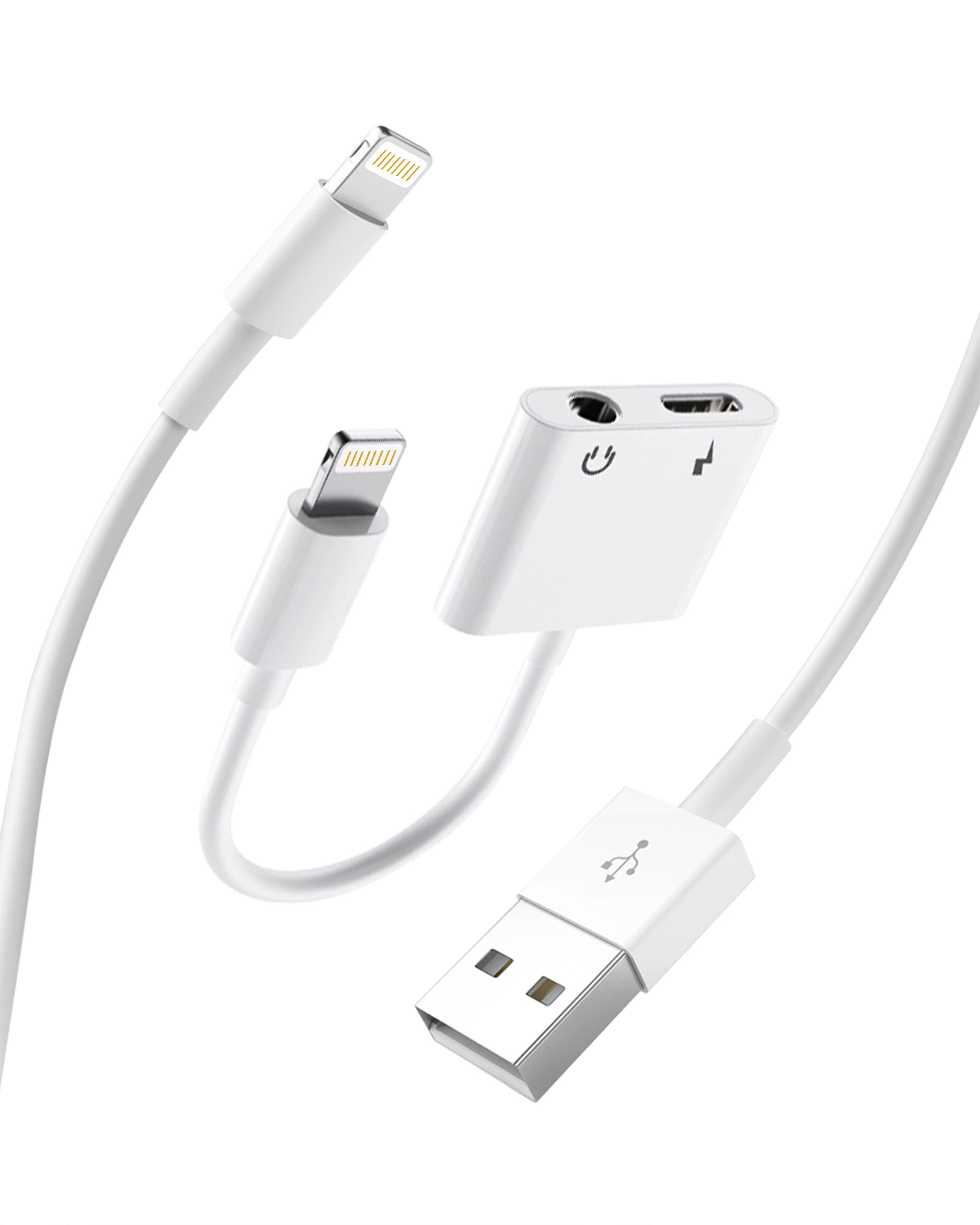 Recomfit Apple Lightning to 3.5mm AUX Jack Adapter, 3.3ft Charger Cable USB Charging Cord for iPhone 14/13/XS/X/8/7 1