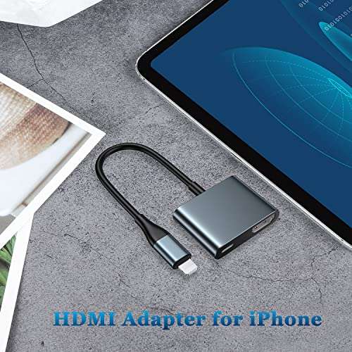 lulaven HDMI Cable for iPhone to TV,Lighting to HDMI Adapter, iPhone HDMI Adapter to TV Compatible with iPhone14, 13, 12, 11,YouTube TV Output,1080P HD,Plug and Play 6.6FT (0.49ft, Grey) 5