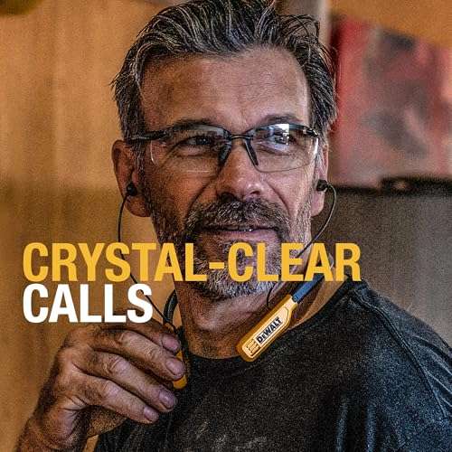 DEWALT Heavy Duty Bluetooth Neckband Headphones, Wireless Around The Neck Earbuds w/ 30H Runtime + Noise Isolation, Secure Magnetic Wireless Earbuds, Jobsite Pro Built-in Mic Bluetooth Headsets 4