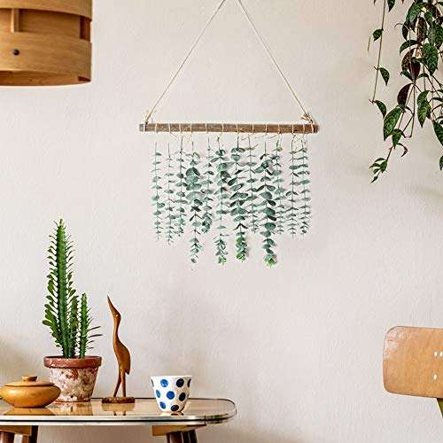 MEET ROSE Bathroom Decor Artificial Eucalyptus Wall Hanging Decor-Fake Eucalyptus Leaves Greenery Farmhouse Rustic Wall Hanging for Wedding，Bedroom，Kitchen，Nursery,Party Boho Home Decorations（Green） 5