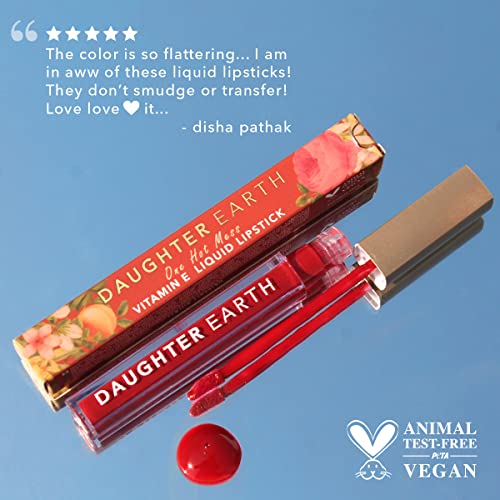 DAUGHTER EARTH Liquid Lipstick With Vitamin E & Hyaluronic Acid | Vegan Highly Pigmented Lip Color | Long Lasting Matte Smudge Proof Lip Stick For Moisturised Hydrating Lips - One Hot Mess | 5ml 4