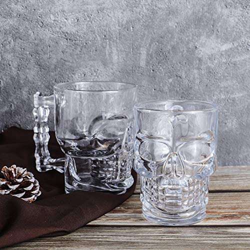 VILON Italian Premium Glass Beer Mugs with Handle | Crystal Clear Glass Beer Mug | 520ml (1, Skull Beer Mug 520ML) 3