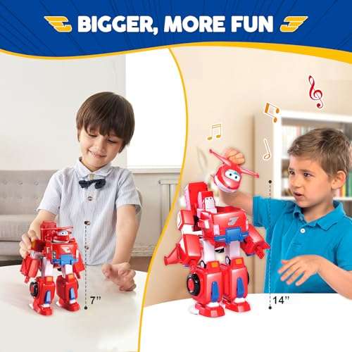 Super Wings 7" Donnie's Dozer Playset with 2" Transform-a-Bot Donnie Mini Figure, Transforming Airplane Toy Vehicle, Plane to Robot, Birthday Gift For Preschool Kids 3 4 5 year old Boys And Girls 6